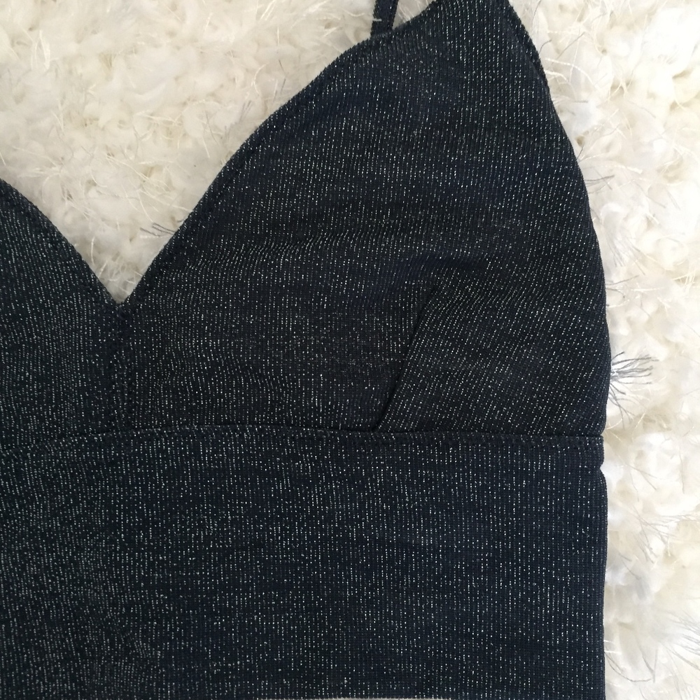 Navy Blue Sparkle Crop Top - Picture 3 of 3